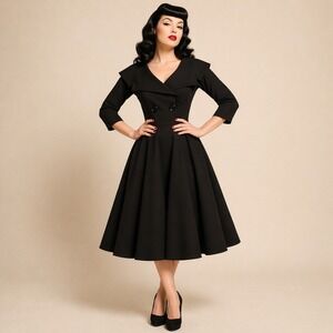 bettie page black dress Vintage Black Dress, Black Bettie Page Midi Dress (C317), off the Shoulder  Black Dress, Pinup Dress, Fitted Dress, Fancy Dress